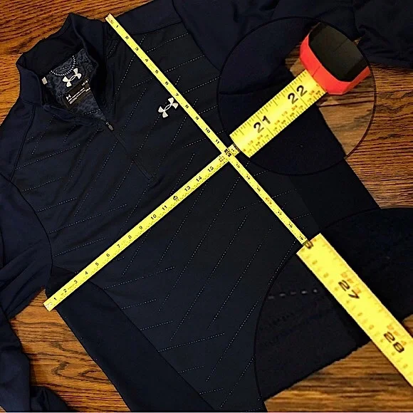 UNDER ARMOUR Navy Blue Cold Gear Quarter Zip Pullover Collared Sweatshirt Sz LG